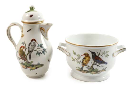 Meissen Kanne und Cachepot "Vogelmalerei" - photo 1