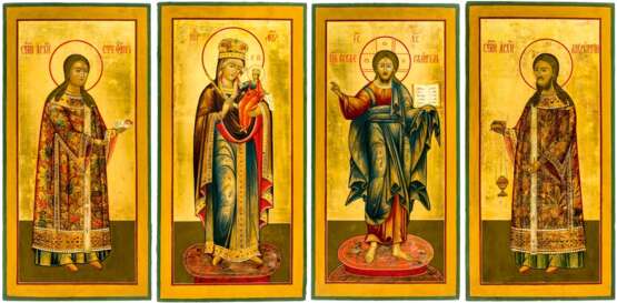 Primärer Rang einer Ikonostase mit den Ikonen heiligen Stephanus, Gottesmutter, Christus und heiligen Laurentius - Foto 1