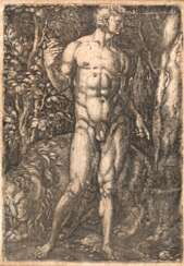 Heinrich Aldegrever, Adam mit Löwen 