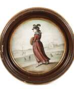 Watercolours. Junge Dame in Winterlandschaft