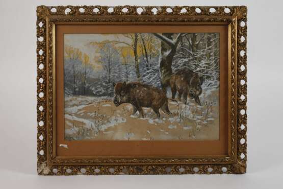 Eduard Heller, Wildschweine im Winterwald - photo 2