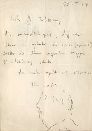 Horst Janssen, Brief mit Zeichnung - photo 1