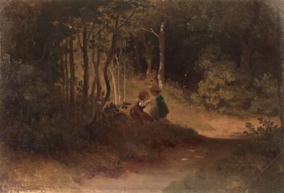 Ludwig von Hagn, attr., "Waldinterieur mit zwei Kindern" - photo 1