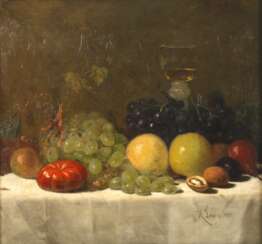H. Leinweber, Früchtestillleben mit Weinglas