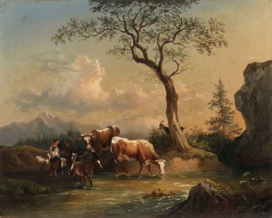Romantische Landschaft mit Hirtenszene - photo 1