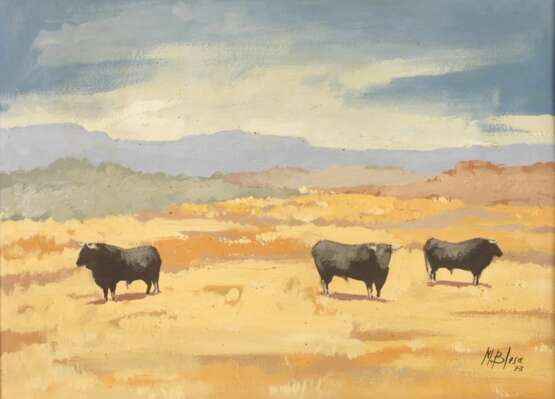 Manuel Blesa, Stiere in sonniger Landschaft - photo 1