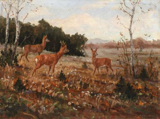 Franz Hienl-Merre, Rehe am Waldrand - Foto 1