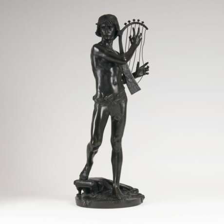 Bronze-Skulptur 'Der Jüngling David mit Harfe' - фото 1