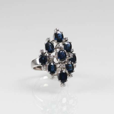 Großer Vintage Saphir-Diamant-Ring - photo 1