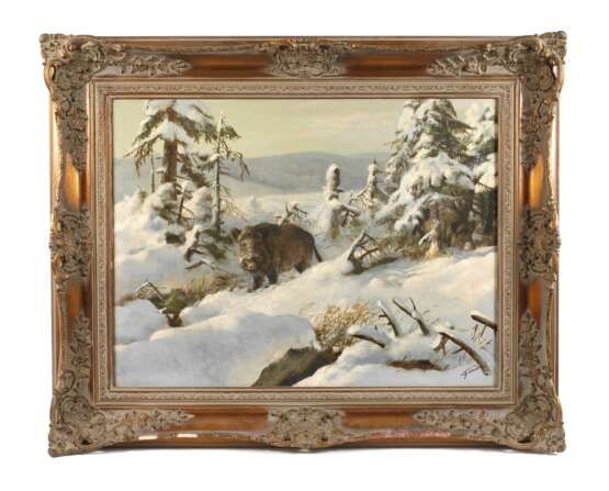 Fritz Laube, "Keiler" in Winterlandschaft - photo 1