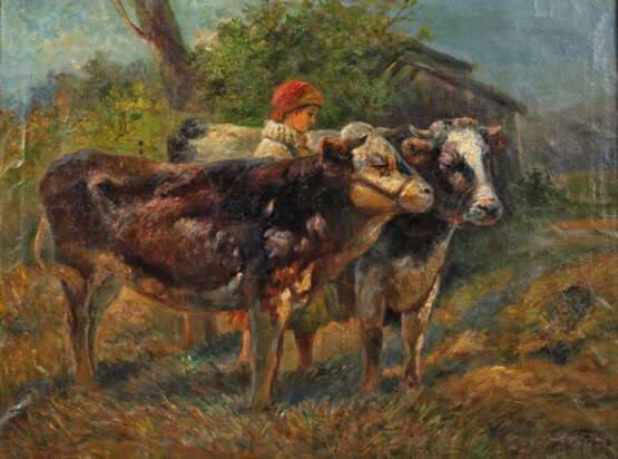 Gustav Prucha, Hirtin mit Kühen - Foto 1