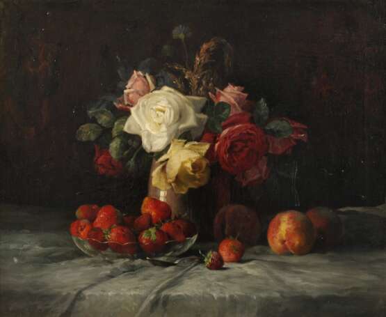 Heinz Rauh, Opulentes Blumenstillleben mit Obst - Foto 1