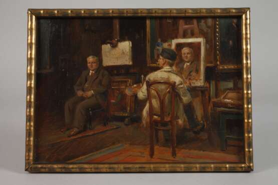 Friedrich Raupp, Der Maler beim Portraitieren im Atelier - Foto 2