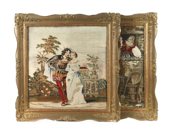 Paar Rahmen Biedermeier mit Stickerei - photo 1