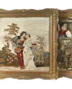 Rahmen. Paar Rahmen Biedermeier mit Stickerei 