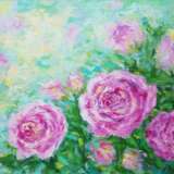 „Rosen im Garten“ Leinwand Acrylfarbe Impressionismus 2018 - Foto 1