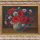 "Blumenstilleben mit Mohnblumen, Kornblumen und Gänseblümchen", Öl/ Platte, monogr. "NZ", 33x41 cm, Rahmen - Foto 1