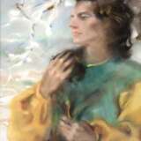 Maler Neue Sachlichkeit "Frau in Winterlandschaft", Pastell, undeutl. sign. o.l., 48x34 cm, hinter Glas und Rahmen - photo 1