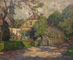Albitz, Richard (1876 Berlin-1954 ebenda) &quot;Kavaliershaus Schloß Pretzsch&quot;, Öl/ Karton, sign. u.l., 52x62 cm, Rahmen (Studium an der Kunstgewerbeschule Charlottenburg und besuchte gleichzeitig ein Berliner Studi…