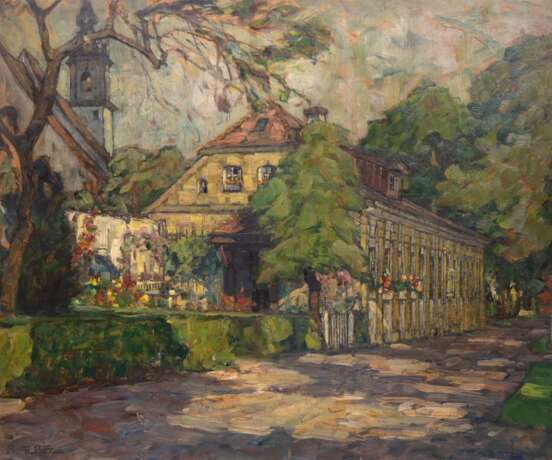 Albitz, Richard (1876 Berlin-1954 ebenda) "Kavaliershaus Schloß Pretzsch", Öl/ Karton, sign. u.l., 52x62 cm, Rahmen (Studium an der Kunstgewerbeschule Charlottenburg und besuchte gleichzeitig ein Berliner Studi… - photo 1