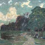 Albitz, Richard (1876 Berlin-1954 ebenda) "Die blaue Stunde", Öl/ Mp. rückseitig bez., 18x24 cm, Rahmen (Studium an der Kunstgewerbeschule Charlottenburg und besuchte gleichzeitig ein Berliner Studienatelier, v… - photo 1