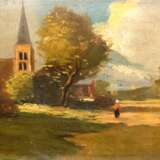 Barn, J. (Niederländischer Maler 19. Jh.) "Impressionistische Dorfansicht mit Frau", Öl/ Platte, sign. u.r., 19x28 cm, ungerahmt - photo 1