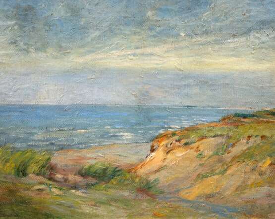 Kaulbach, Georg (1866 Szillen/Ostpreußen-1945 Graal-Müritz) "Abendsonne am Strand", Öl/ Lw./ Platte, sign. u.l., rückseitig Aufklerber "Gallery Berger Schwerin", 39x48 cm, Rahmen (Ausbildung an der Kö… - photo 1