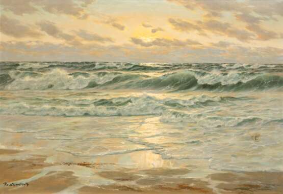 Kalckreuth, Patrick von (1892 Starnberg-1970 München) "Meeresbrandung in der Abendsonne", Öl/ Lw., rep., sign. u.l., 70x100 cm, Rahmen (Schüler der Akademie Berlin und von Schnars-Alquist, Seefahrer, später Mar… - photo 1