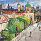 Lexa, Rudolf (1915-2003 Tschechischer Künstler) "Belebte Karlsbrücke in Prag", Öl/ Lw., sign. u.l., 62x92 cm, Rahmen - photo 1