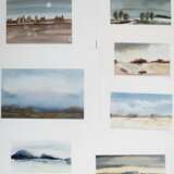 Maler 20. Jh. 10 Aquarelle mit verschiedenen Landschaftsdarstellungen, jeweils mit Bleistift undeutl. sign. und dat. 1982-1984, 18x30 cm bis 27x40 cm, jeweils im Passepartout, ungerahmt - photo 1