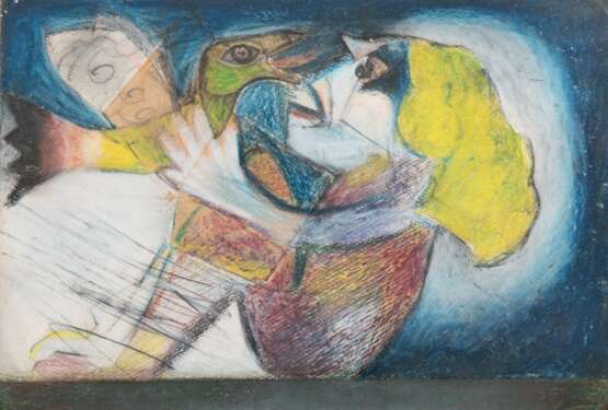 Rosteck, Jürgen (1946 Berlin-2011 Bremen) "Figürlich Abstrakt", Mischtechnik, unsign., 16,5x24 cm, im Passepartout hinter Glas und Rahmen - photo 1