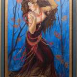 Nikitjuk, Julia (Malerin und Dozentin an einer staatlichen Kunstakademie in Russland) "Tänzerin in Blau-Tänzerin aus dem sibirischen Altai", Öl/ Lw., monogr. u.r. und dat. ´95, WVZ-Nr. S180, rückseitig. sign., … - photo 1