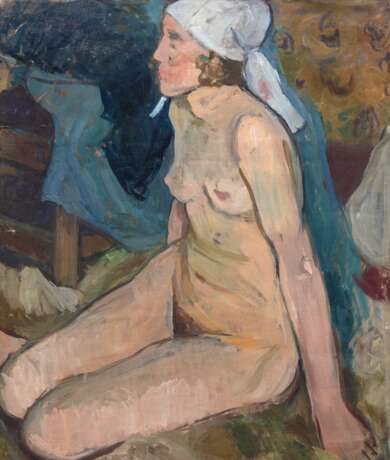Glowinski Taubert, Luise (1906 Zehlendorf-1988 Husum) "Frauenakt", rückseitig "Damenporträt", Öl/ Lw., 1930er Jahre, unsign., 73x59 cm, ungerahmt (L. Glowinski-Taubert versuchte, nach dem Vorbild des… - photo 1
