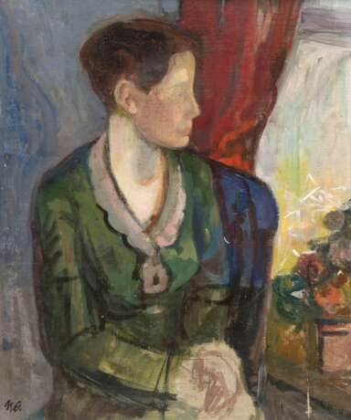 Glowinski Taubert, Luise (1906 Zehlendorf-1988 Husum) "Damenporträt", Öl/ Platte, monogr. u.l., rückseitig bez. "Es war einmal meine Luise 1939", 69x56 cm, Rahmen (L. Glowinski-Taubert versuchte, nach… - photo 1