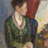 Glowinski Taubert, Luise (1906 Zehlendorf-1988 Husum) "Damenporträt", Öl/ Platte, monogr. u.l., rückseitig bez. "Es war einmal meine Luise 1939", 69x56 cm, Rahmen (L. Glowinski-Taubert versuchte, nach… - photo 1
