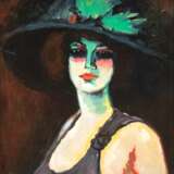 "Dame mit Blumenhut" nach van Dongen, Öl/ Lw./ Pappe, u.l. bez., 54x45,5 cm, Rahmen - photo 1