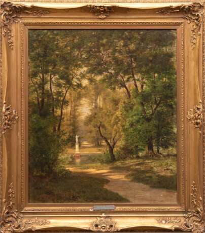 Sommer, Karl Friedrich (1830 Lübeck-1867 Bad Schwartau) "Sommerliche Parklandschaft", Öl/ Lw., sign. u.l. mit Ortsangabe "Düsseldorf", 56,5x48 cm, Rahmen - photo 1
