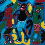 Mchisa Mr. (1972-2009 Tansania) "Komposition mit Figuren", Lackfarbe/ Hartfaser, sign. u.r., 61x61 cm, Rahmen - Foto 1