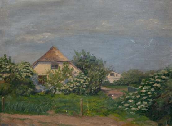 "Neuendorf auf Hiddensee", Öl/ Lw./ Pappe, unsign., kl. Farbverluste, 34,5x46 cm, Rahmen - Foto 1