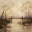 Lukas-Larsen, Gerhard (1911 Swinemünde-1965 Düsseldorf) &quot;Moorlandschaft&quot;, Öl/ Hartfaser, sign. u.r., 60x50 cm, Rahmen (besch.) - Now at the auction