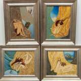 4x Russischer Maler 20. Jh. "Weibliche Akte in Landschaft", monogr., je 35x27 cm, Rahmen - photo 1