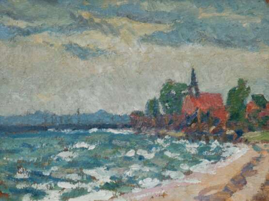 Hellingrath, Berthold (1877-1954) "Blick auf Hela", Öl/ Mp., unsign., rückseitig bez., 20,5x26,5 cm, Rahmen - photo 1