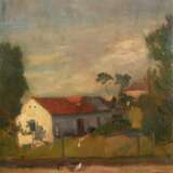 "Auf dem Hühnerhof", Öl/ Lw., undeutl. sign. u.l. und dat. 1928, 69x55 cm, Rahmen - photo 1