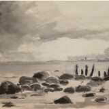Engel "Küstenlandschaft", Gouche, sign. u.r. und dat.´76, 34x47 cm, im Passepartout hinter Glas und Rahmen - photo 1