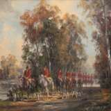 Krauel, Bruno (1907 Berlin-1999 Bad Harzburg) "Parforcejagd", Öl/ Lw., sign. u.l., 30x40 cm, Rahmen - Foto 1