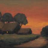 Pick, Hans (1931 Düren-2014 Osterholz) "Sonnenuntergang im Moor", Öl/ Hartfaser, sign. u.l., 30,5x39,5 cm, Rahmen - Foto 1