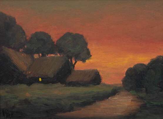 Pick, Hans (1931 Düren-2014 Osterholz) "Sonnenuntergang im Moor", Öl/ Hartfaser, sign. u.l., 30,5x39,5 cm, Rahmen - Foto 1