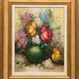 Jereczek, Christian (1935 Berlin-2013 Heideck) "Blumenstilleben mit Keramikvase", Öl/ Lw., sign. u.l., 40x30 cm, Rahmen - Foto 1