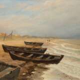"Ostseestand mit anlandenden Booten", Öl/ Lw., undeutl. sign. u.l., 56x65 cm, Rahmen - photo 1