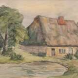 Hennemann-Lange, Eva-Marie (1921 - 2016 Schwerin) "Bauernkate in sommerlicher Landschaft", Aquarell, monogr. u.r. und dat. 1958, 29x41 cm, hinter Museumsglas im Rahmen (2. Ehefrau von Karl Hennemann) - photo 1